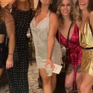 Meshki backless sequin dress